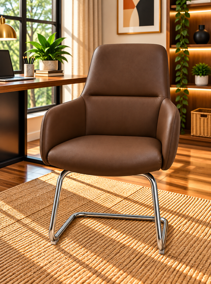 Modern Padded Visitor Chair with Curved Armrests