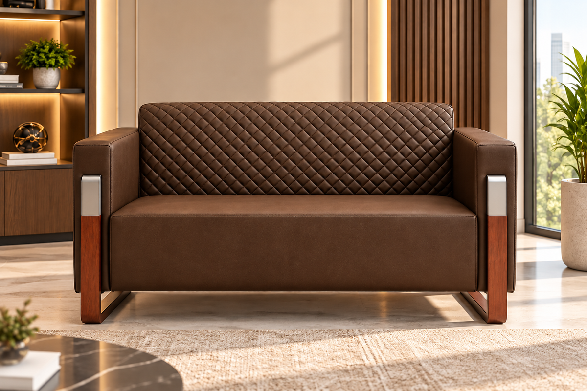 Modern Quilted 3-Seater Sofa with Wooden Frame