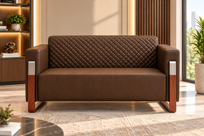 Modern Quilted 3-Seater Sofa with Wooden Frame