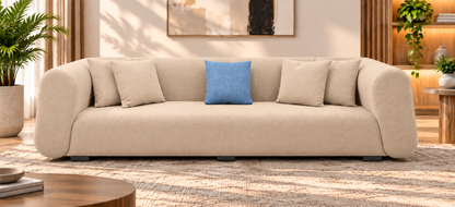 Modern Curved Upholstered 3-Seater Sofa