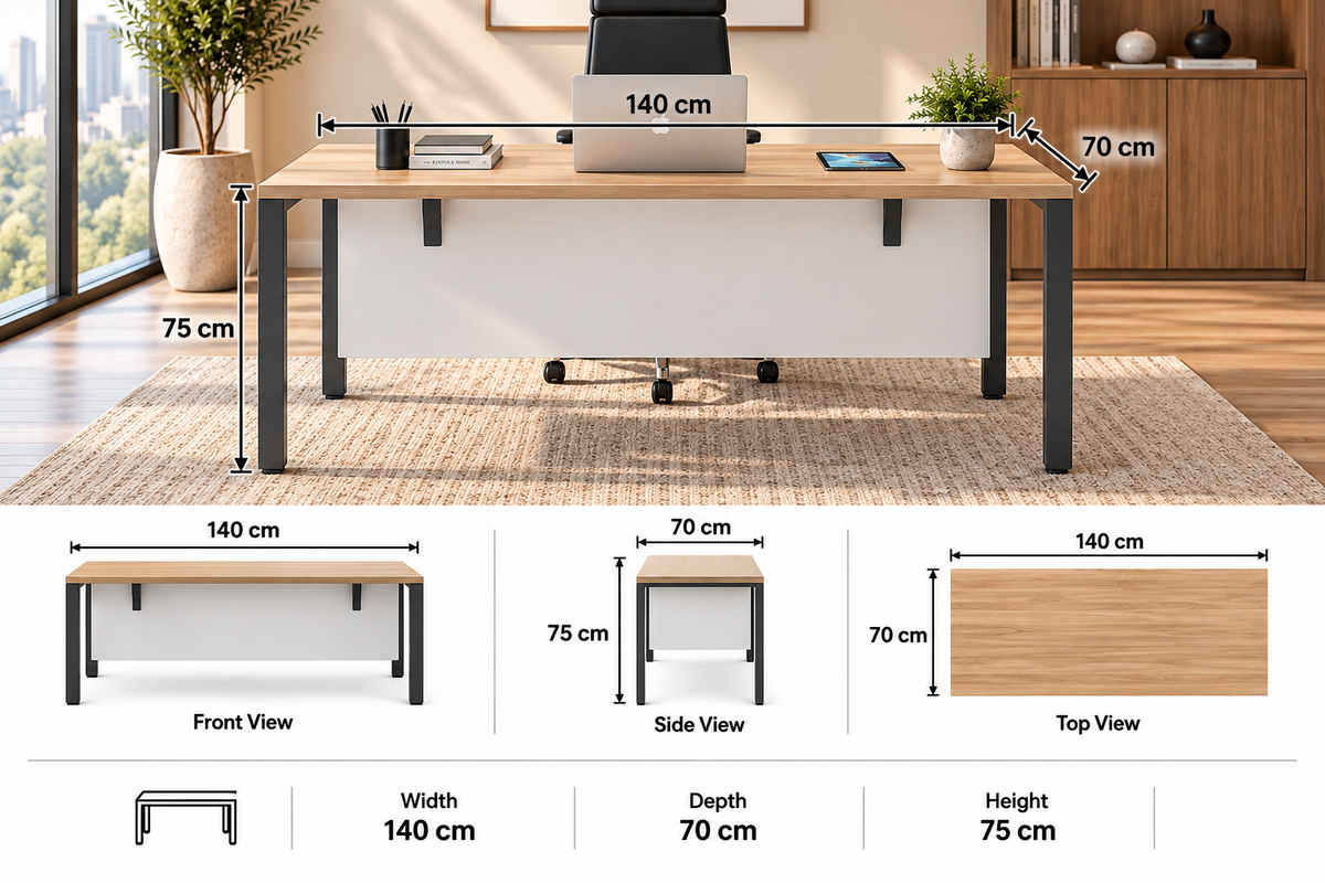 Contemporary Executive Work Desk with Modesty Panel