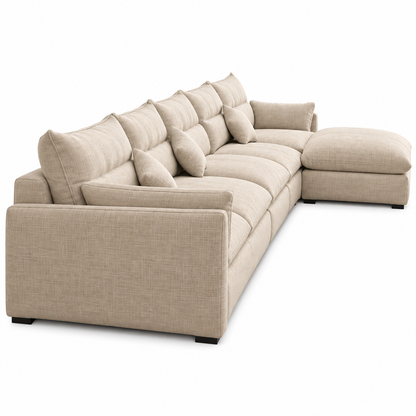 Modern Beige L-Shaped Sectional Sofa