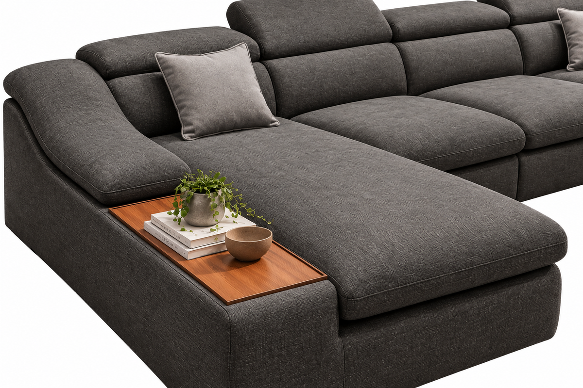 Modern L-Shaped Sectional Sofa with Chaise – Gray