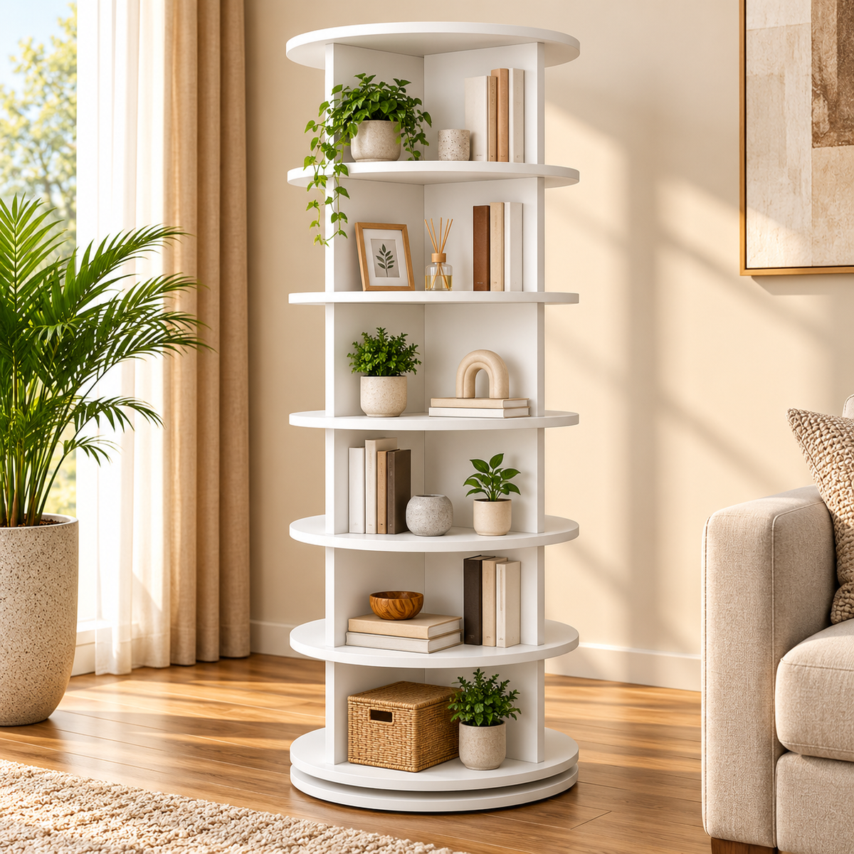 Modern  Rotating Corner Shelf Unit
