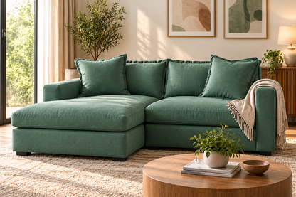 Modern Green L-Shaped Sectional Sofa