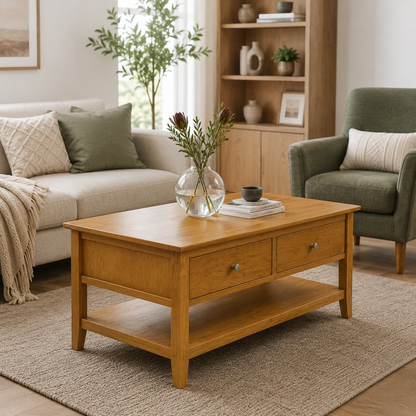 Modern Wooden Coffee Table with Drawers