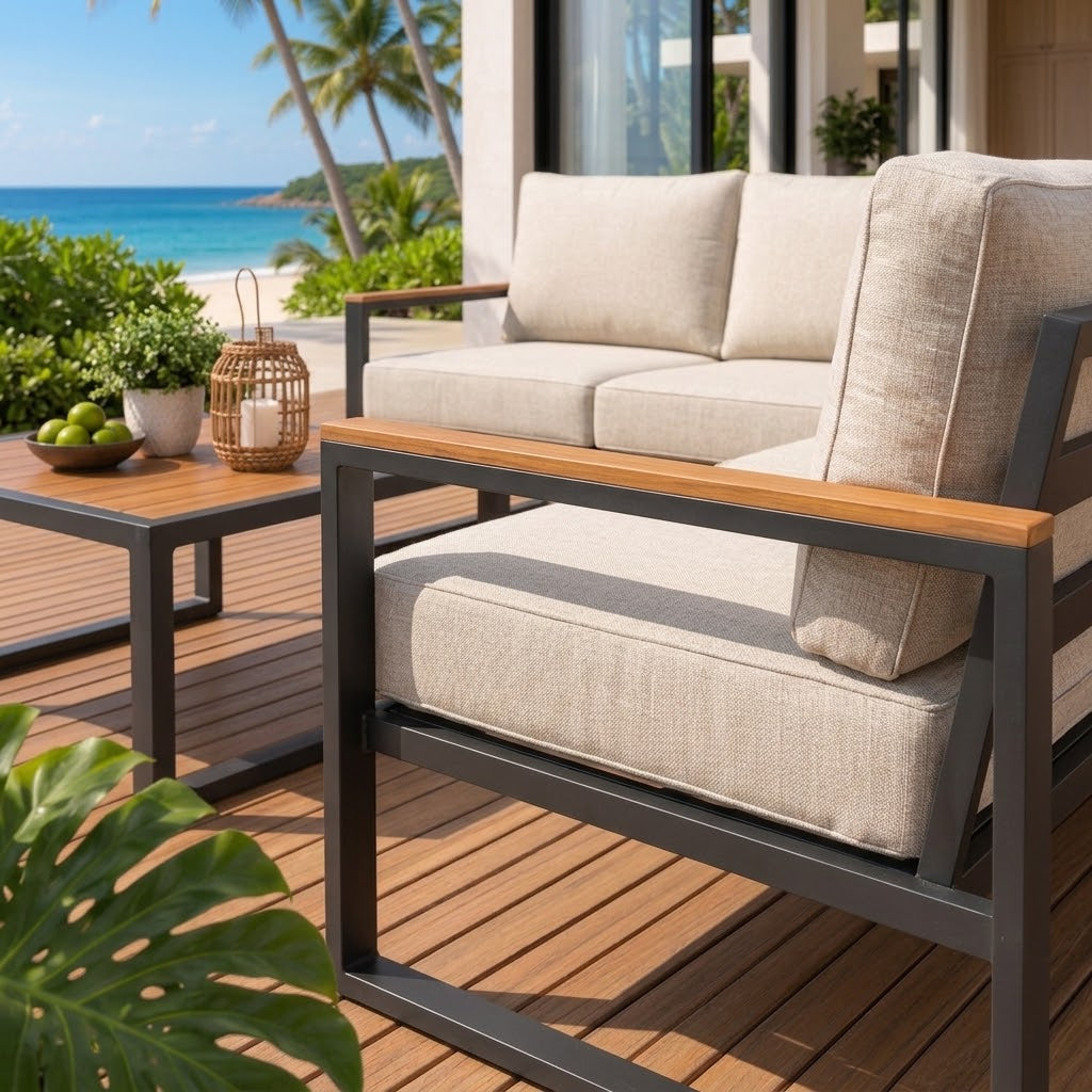 Modern Outdoor L-Shaped Patio Sofa Set with Coffee Table