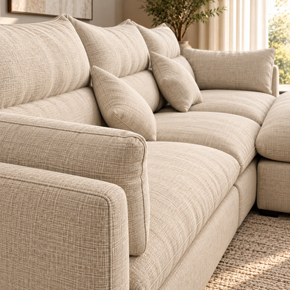 Modern Beige L-Shaped Sectional Sofa