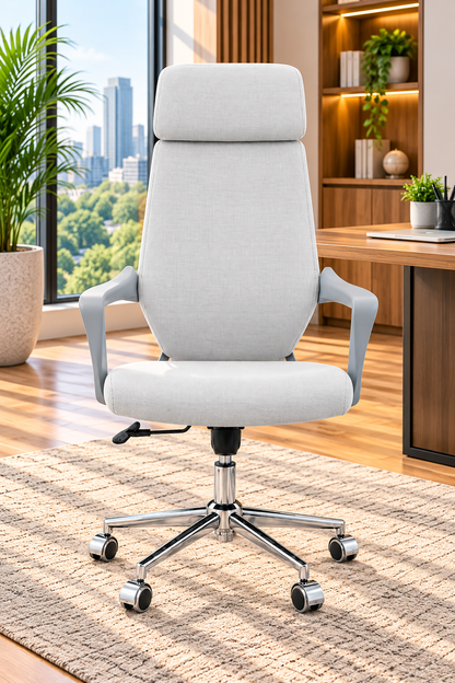Modern White High-Back Ergonomic Office Chair
