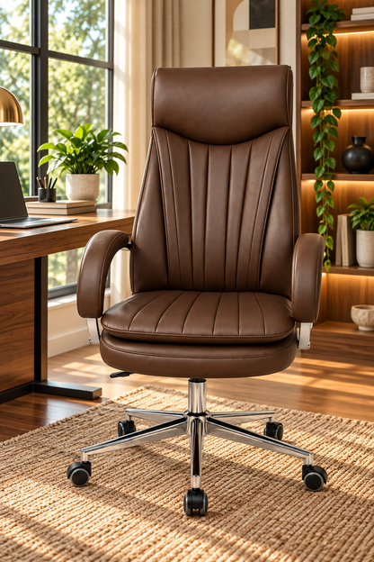 Contemporary High-Back Executive Office Chair with Padded Headrest