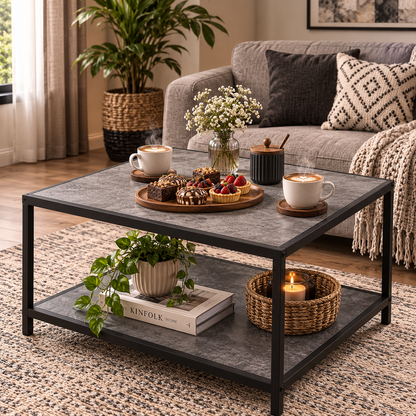 Coffee Table for Living Room, Square Modern Coffee Tables with Storage