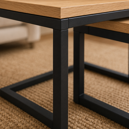 C-Shaped Rustic Wood Nesting Side Tables 3-Piece Set