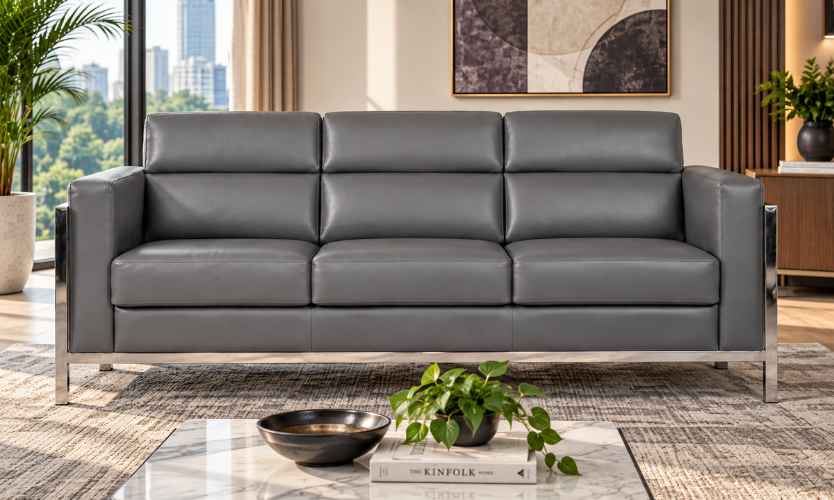 Modern 3-Seater Sofa with Cushioned Backrest