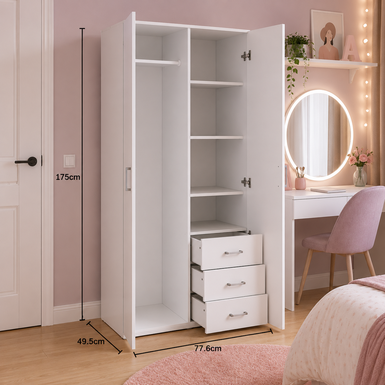 Wardrobe with 2 Doors