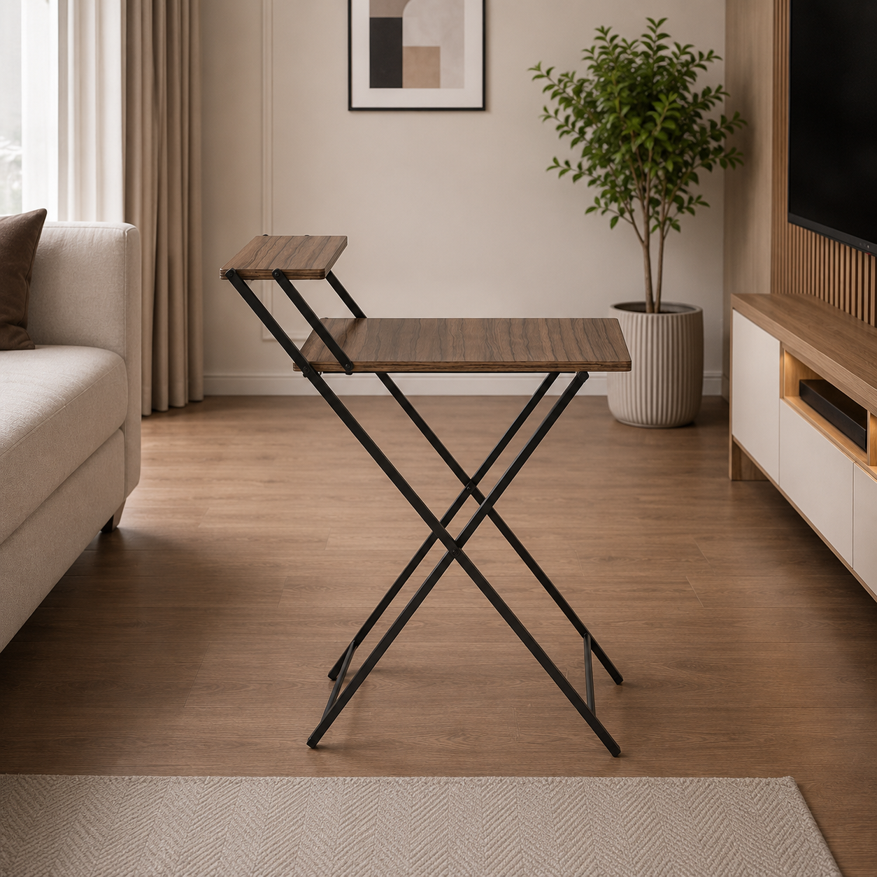 Folding Desk or Small Computer Table with Top Shelf Width