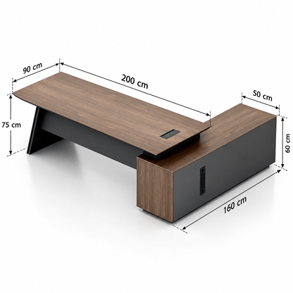 Modern L-Shaped Manager Office Desk with Side Storage