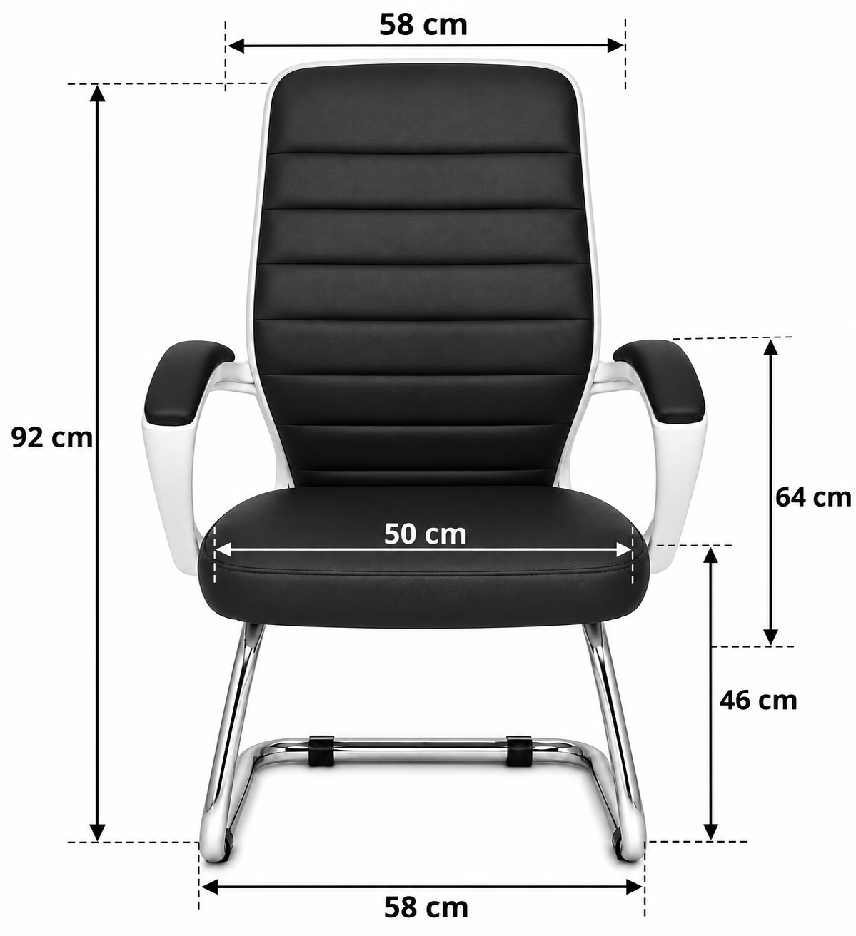 Modern Ergonomic Leather Office Chair with Fixed White Frame and Casters
