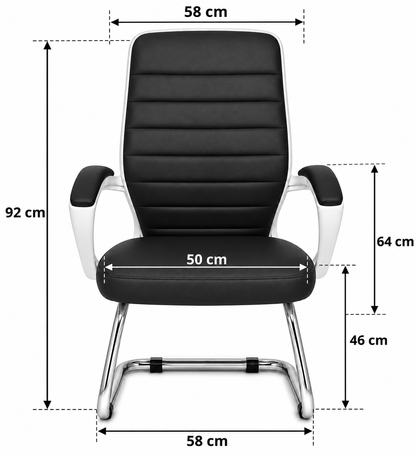 Modern Ergonomic Leather Office Chair with Fixed White Frame and Casters