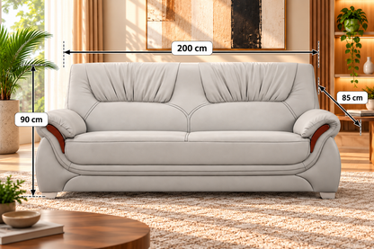 Modern Upholstered 3-Seater Sofa with Elegant Curved Details