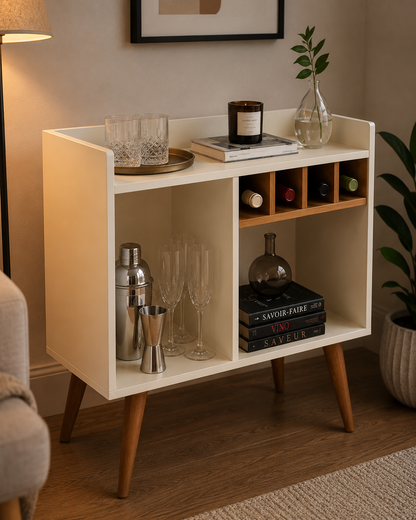 Retro Corner Cafe Buffet Sideboard, Off White/Nature