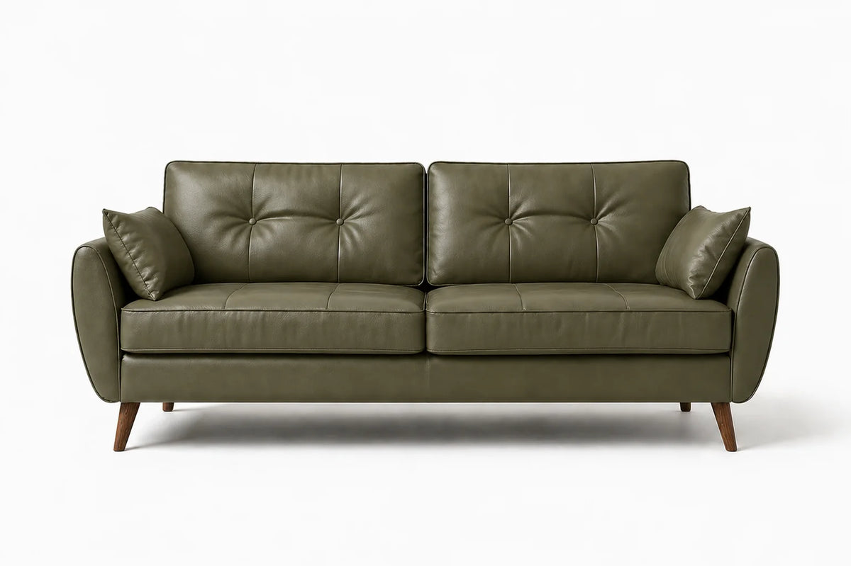Modern 2-Seater Sofa with Button-Tufted Cushions & Side Pillows