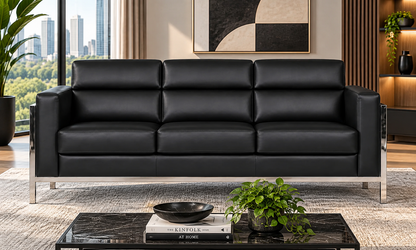 Modern 3-Seater Sofa with Cushioned Backrest