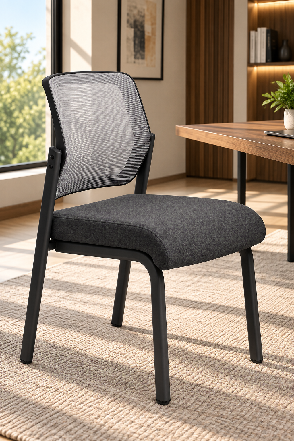 Modern Mesh Visitor Chair with Padded Seat