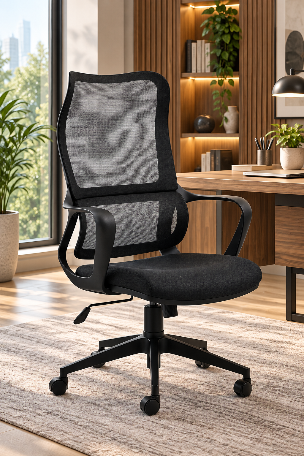Modern Mesh Office Chair with Adjustable Height and Padded Seat