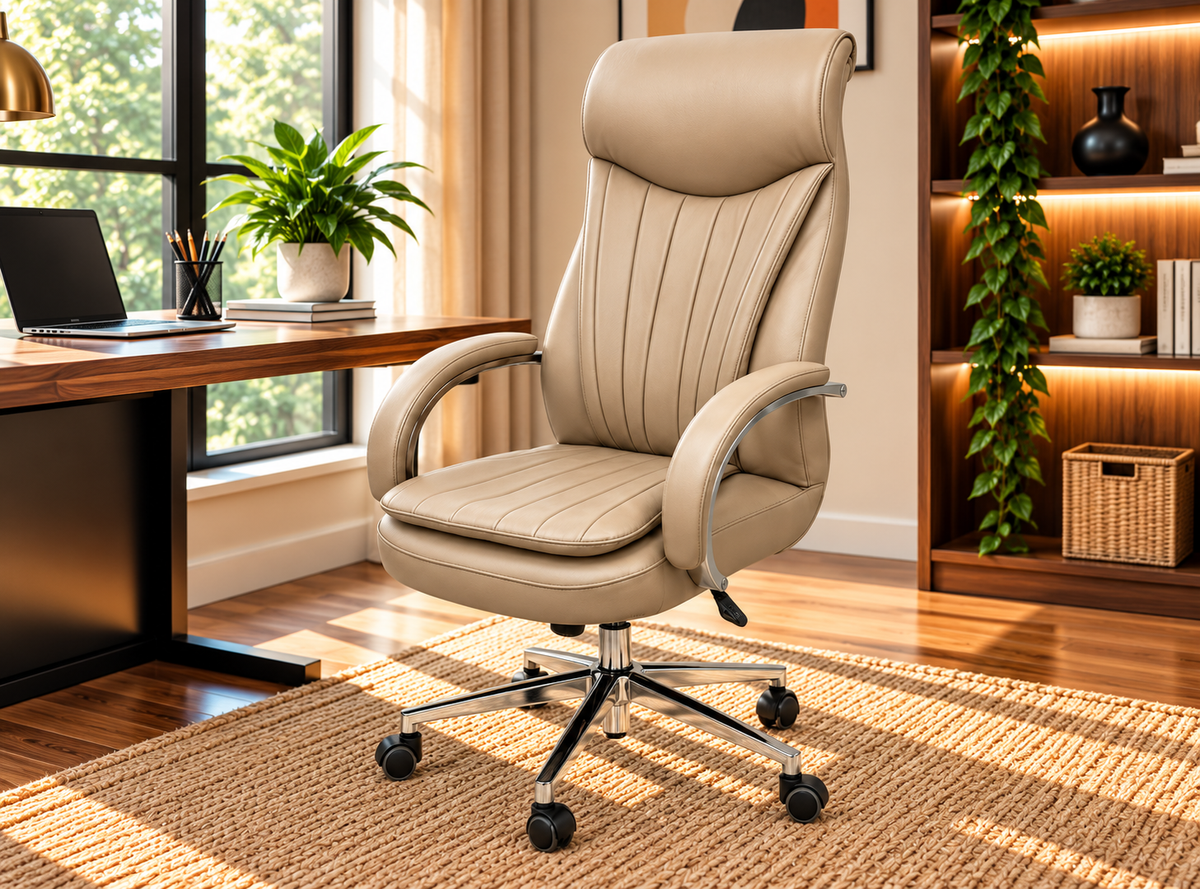 Contemporary High-Back Executive Office Chair with Padded Headrest