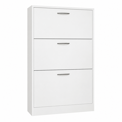 Modern White 3-Tier Shoe Storage Cabinet