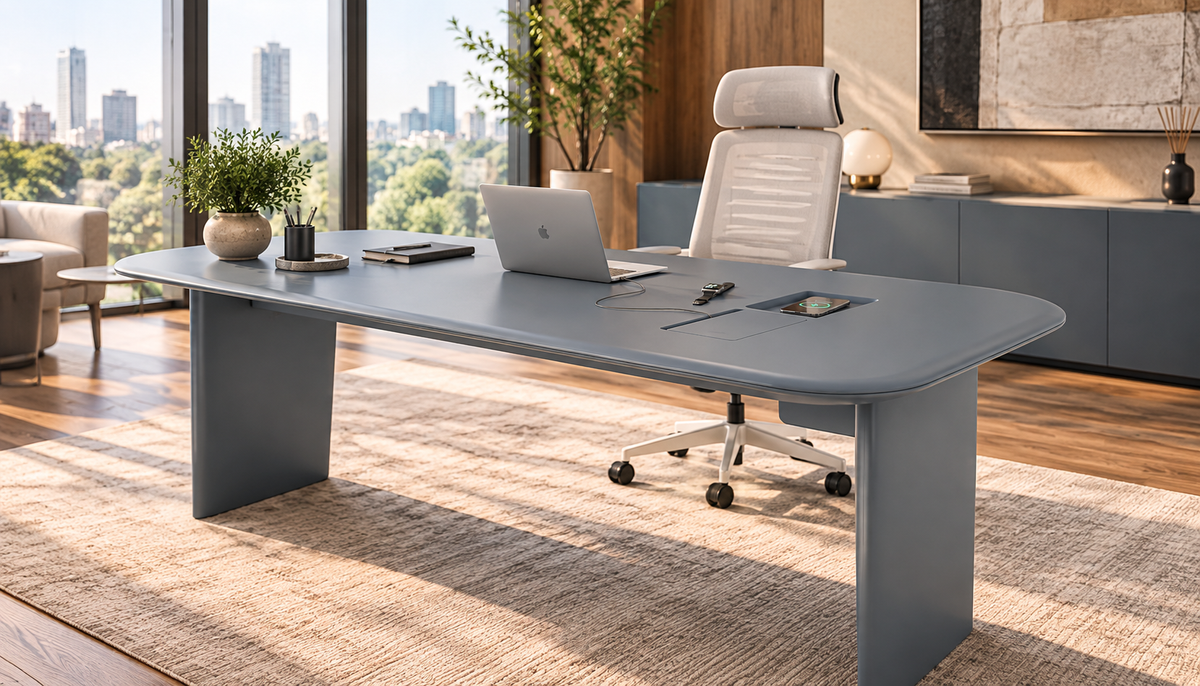 Modern Executive Office Desk with Side Storage