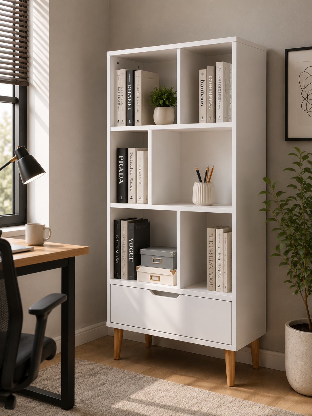 Bookcase Sideboard 6 Cubes Free Standing Bookshelf Unit Display Storage