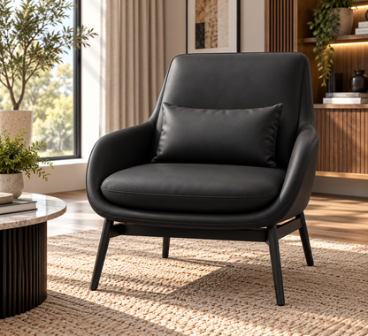 Modern Upholstered Lounge Chair with Accent Cushion