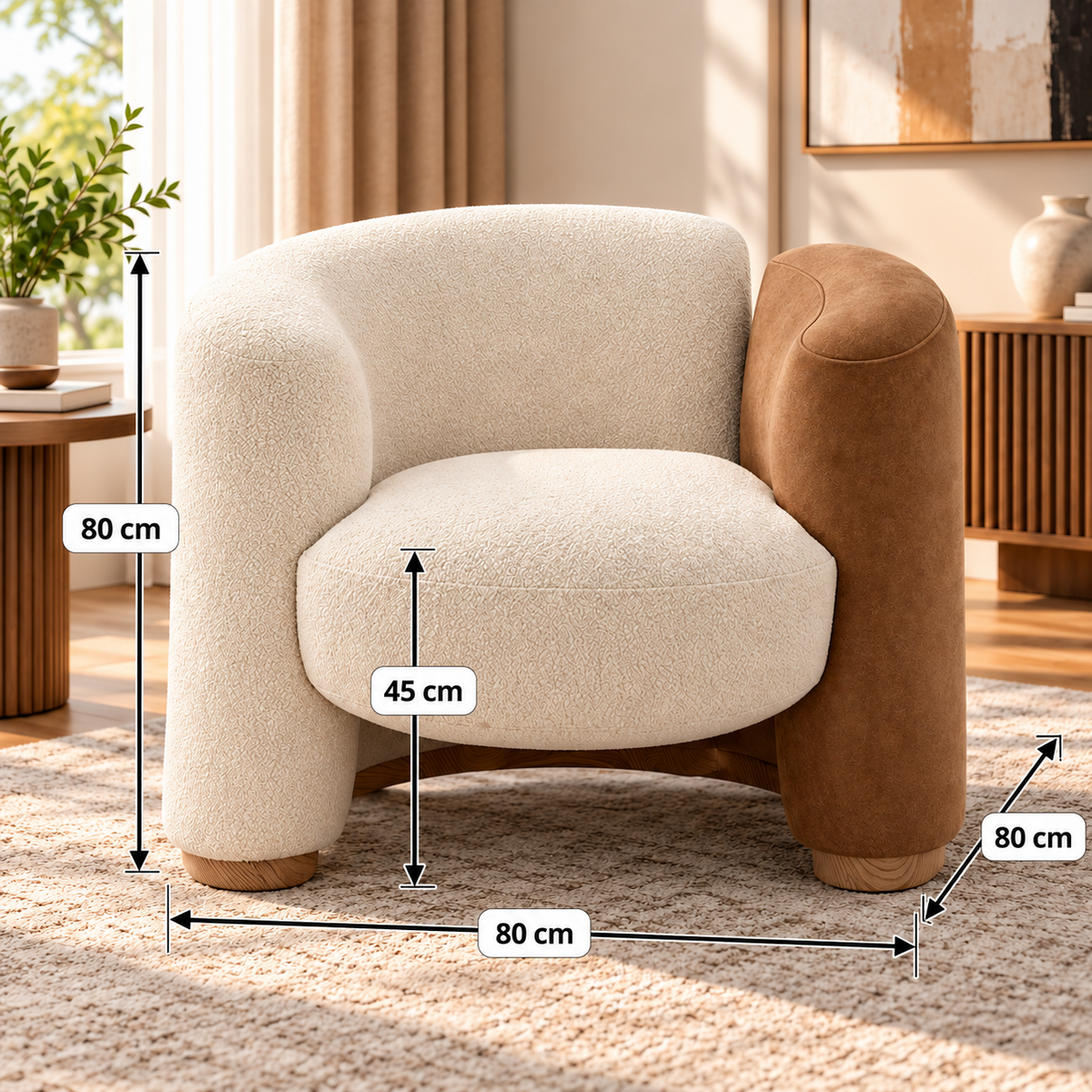 Modern Curved Upholstered 3-Seater Sofa