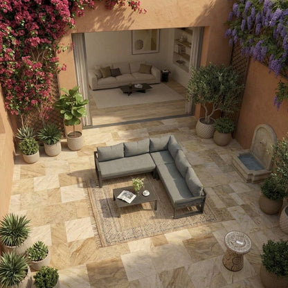 Modern Outdoor L-Shaped Patio Sofa Set with Coffee Table