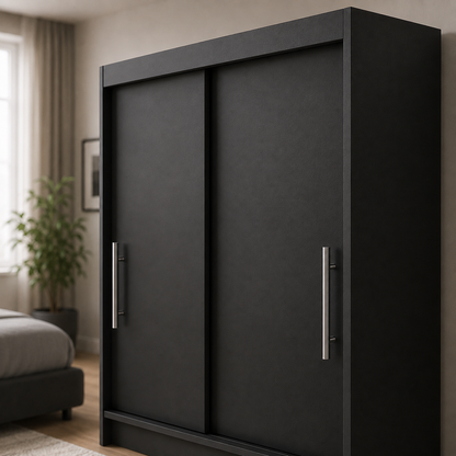 Sliding Door Wardrobe, black