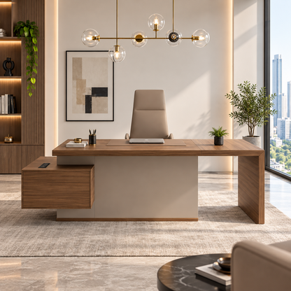 Modern Executive Office Desk with Storage