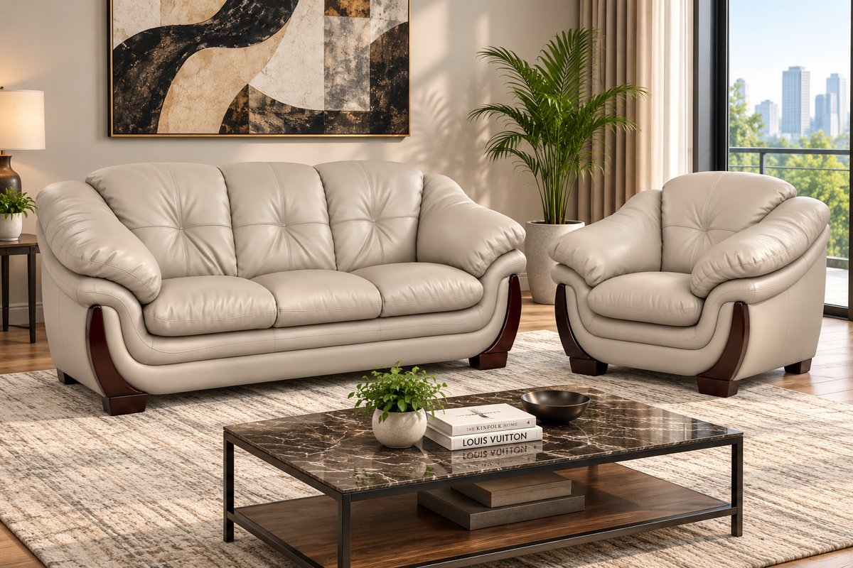 Elegant Curved Lounge Sofa & Armchair Set