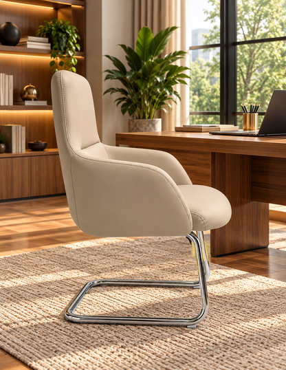Modern Padded Visitor Chair with Curved Armrests