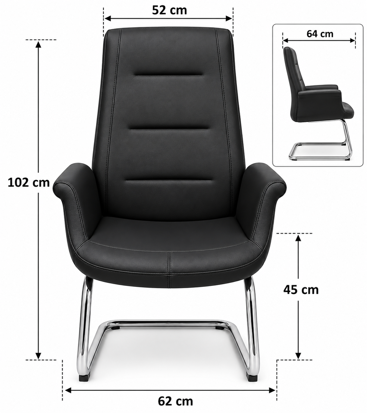 Modern Black Padded Visitor Chair