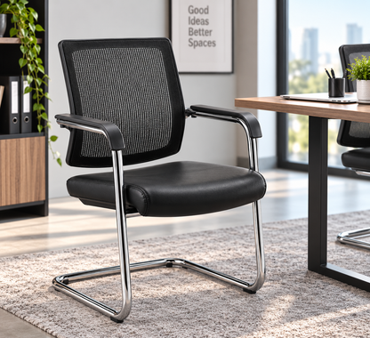 Modern Black Mesh Visitor Office Chair