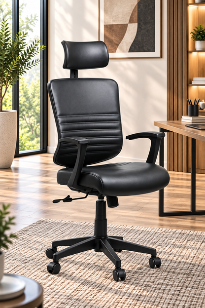 Modern Executive Office Chair with Headrest & Adjustable Armrests