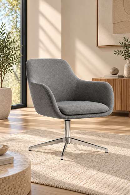Modern Curved Accent Lounge Chair with Swivel Base