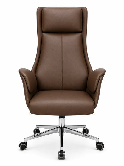 Contemporary High-Back Work Chair with Padded Headrest & Armrests