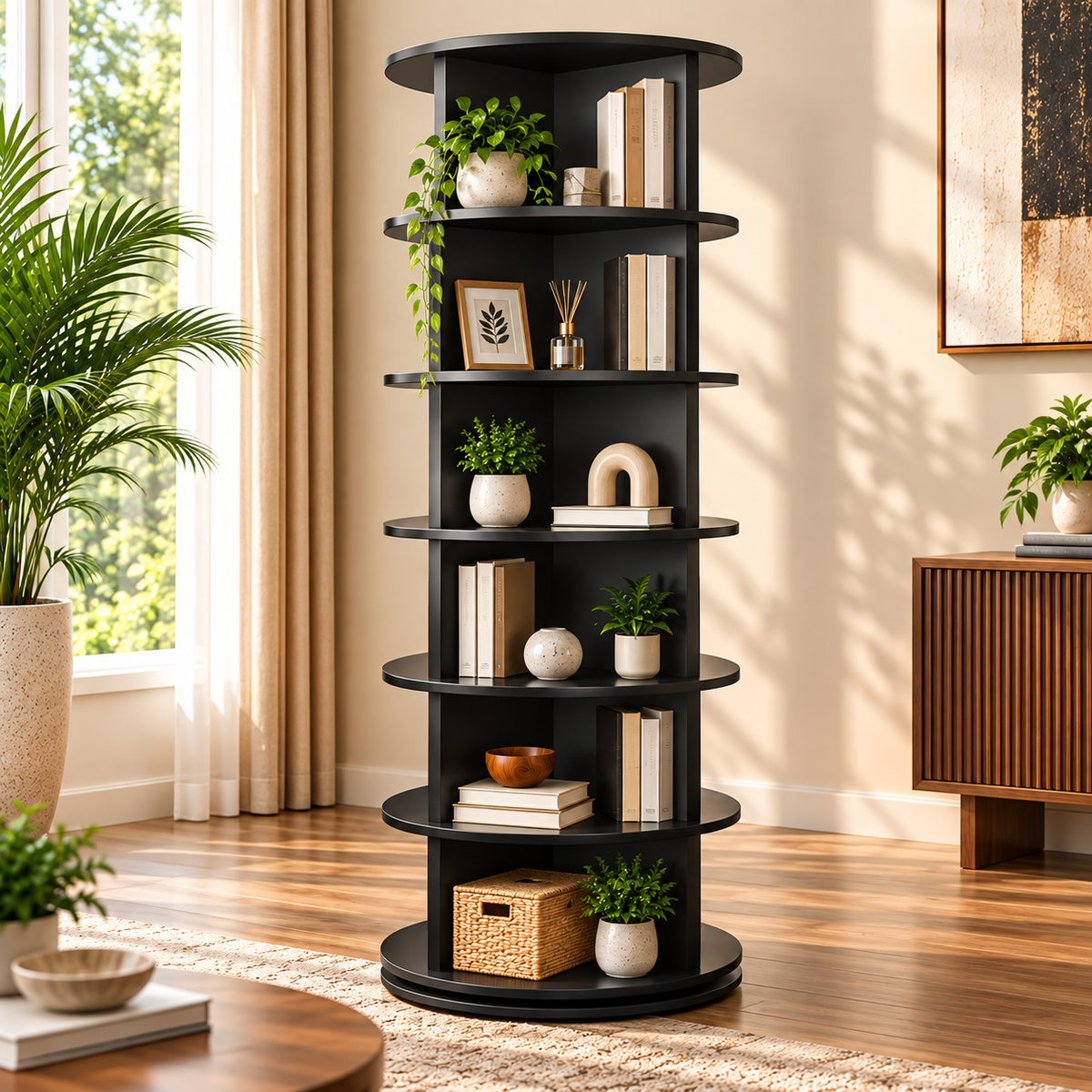 Modern  Rotating Corner Shelf Unit