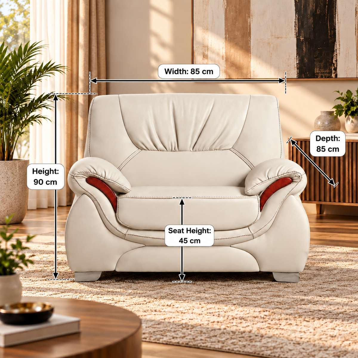 Modern Upholstered Accent Armchair with Curved Armrests
