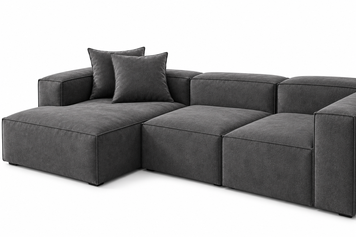 Modern Gray L-Shaped Sectional Sofa with Chaise