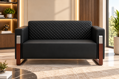 Modern Quilted 3-Seater Sofa with Wooden Frame