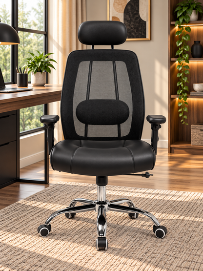 Ergonomic Mesh Office Chair with Adjustable Headrest & Lumbar Support