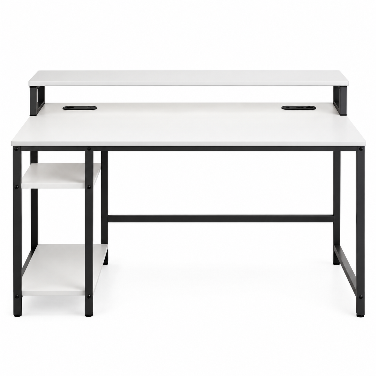 Computer Desk with Monitor Stand and Storage Shelves